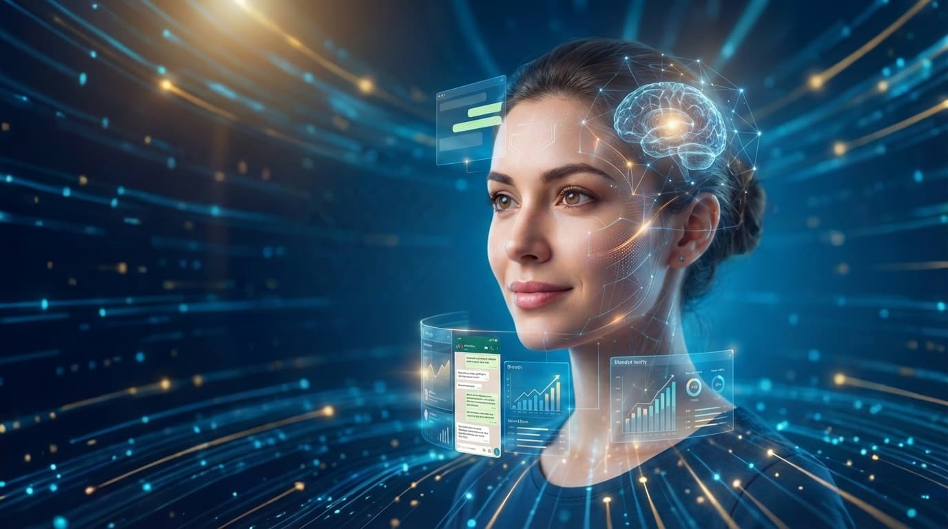 Profissional de clínica com interface de IA ao fundo do hero do SDR-IA.